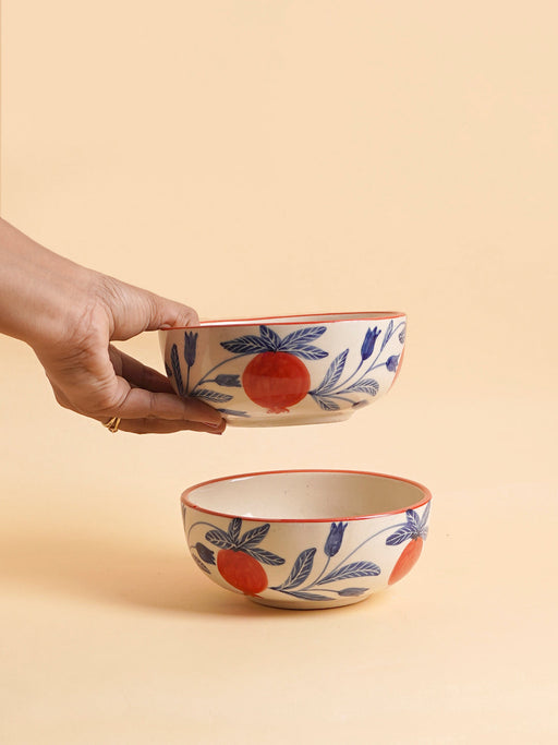 Nurture India Pomegranate Ceramic Small Bowls 10-oz