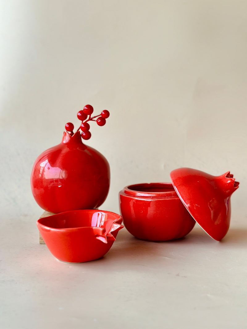 Nurture India Pomegranate Inspired Ceramic Jar Cum Candle Holder
