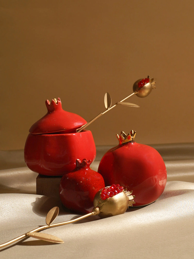 Nurture India Pomegranate Inspired Ceramic Jar Cum Candle Holder