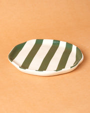 Nurture India Army Green Stripe Ceramic Plates 2-Piece Set