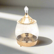 Brass Traditional Diya Stand with Clear Fiberglass Cover/Borosilicate Glass – Drinking Tumbler