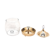 Brass Traditional Diya Stand with Clear Fiberglass Cover/Borosilicate Glass – Drinking Tumbler