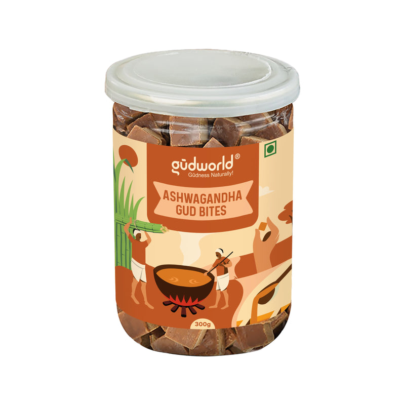 Gudworld Ashwagandha Jaggery Bites – Herbal Sweet Candy (10.58 oz)