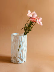 Nurture India Antique Flat Glass Vase White
