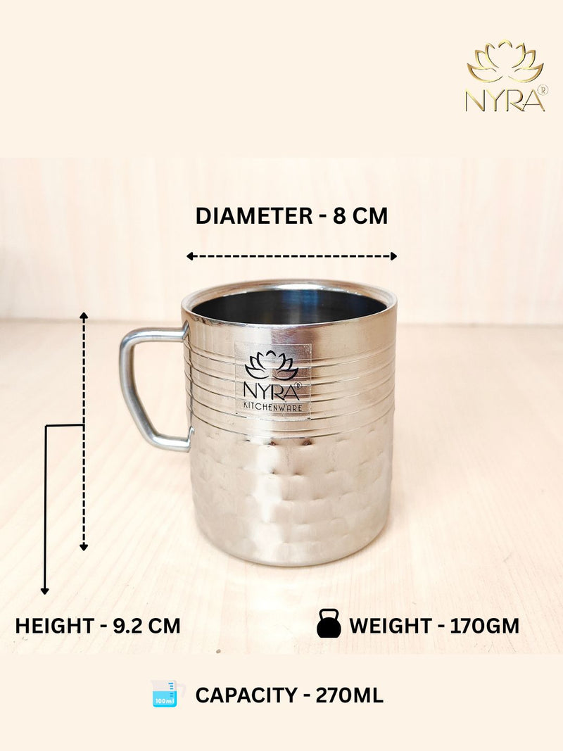 Stainless Steel Hammered Finish Double-Walled Insulated Cup – Kitchen Utensil