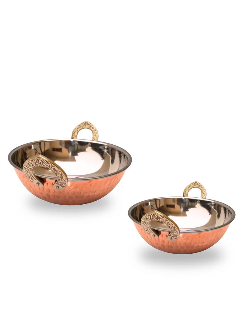 Copper Serving Kadhai/Wok Insulated with Stainless Steel – Cooking Kadai