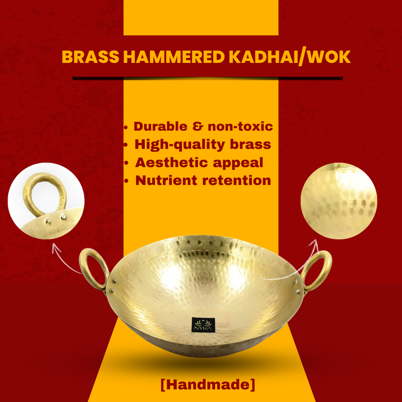 Traditional Brass Hammered Kadhai/Wok – Cooking Wok