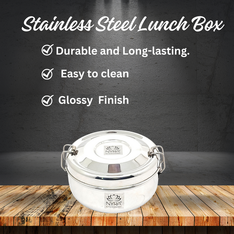 Stainless Steel Round Lunch Box - Stylish, – Storage Container