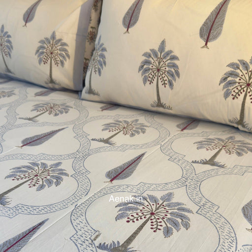 aenak-blue-palm-jaal-handblock-bedsheet-quilted-bedcover-combo-set