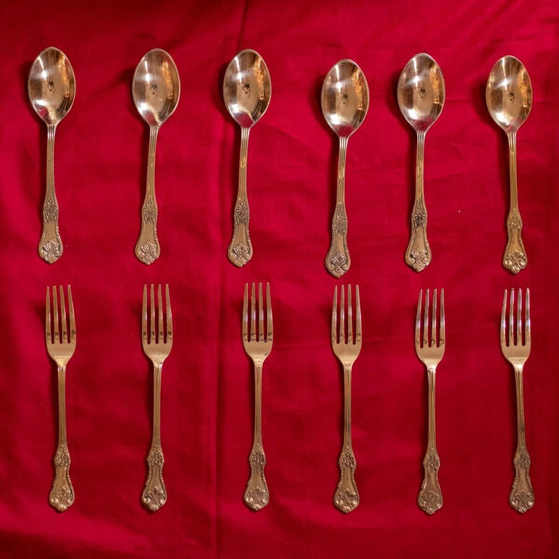 Brass Spoon & Fork Set of 6 – Serving Spoon