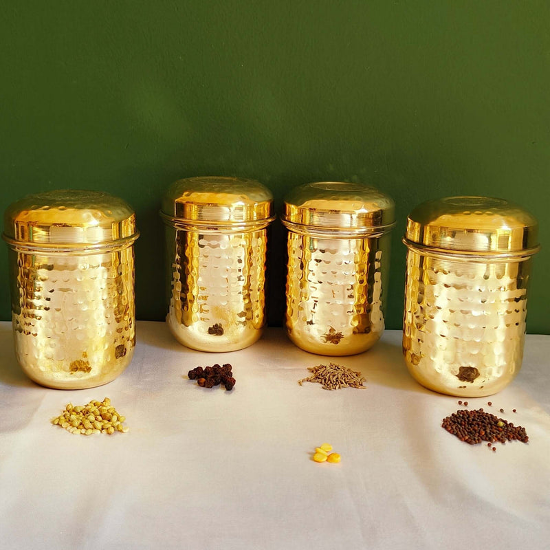 Brass Storage Canister Hammered - Extra Small (Set of 2) – Gift Set