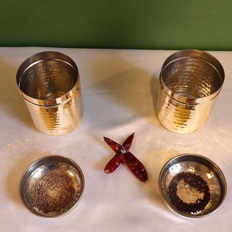 Brass Storage Canister Hammered - Extra Small (Set of 2) – Gift Set