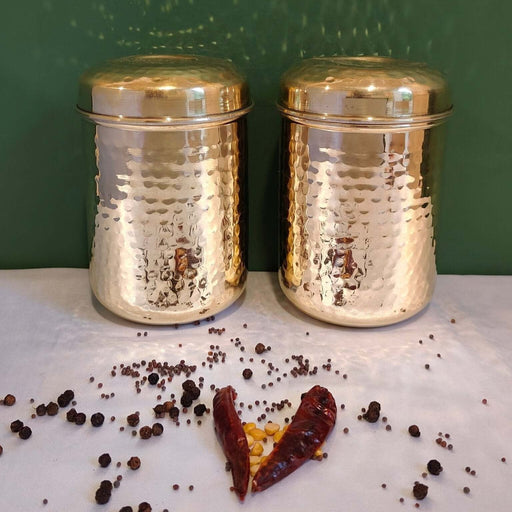 Brass Storage Canister Hammered - Medium (Set of 2) – Gift Set