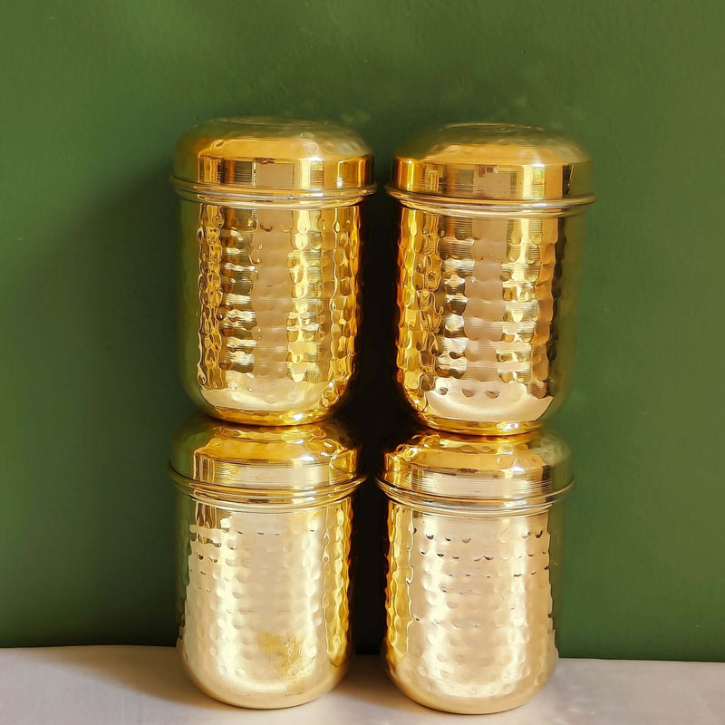 Brass Storage Canister Hammered - Medium (Set of 2) – Gift Set