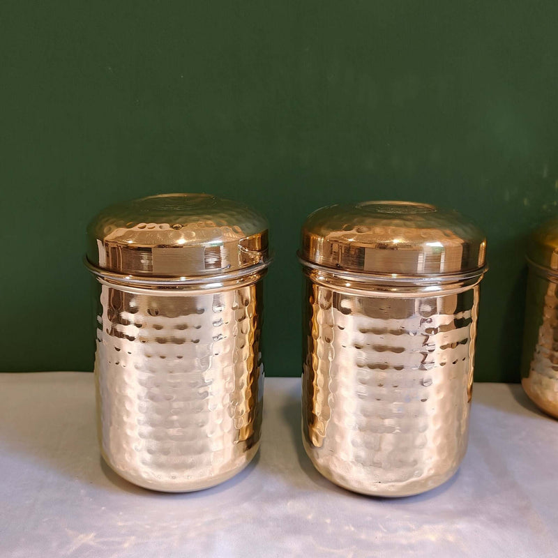 Brass Storage Canister Hammered - Small (Set of 2) – Gift Set