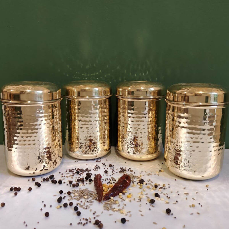 Brass Storage Canister Hammered - Small (Set of 2) – Gift Set
