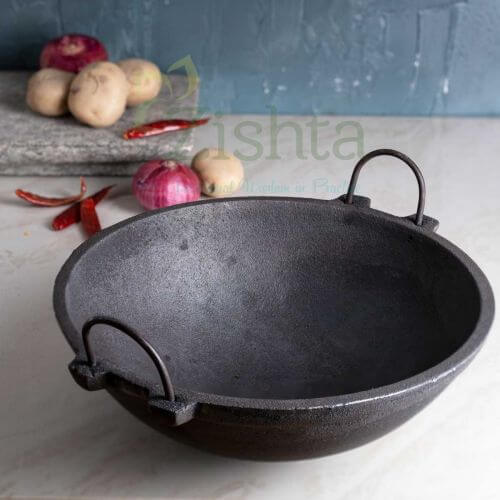 Breakfast Cast Iron Combo Large: Iron Dosa Tawa, Cast Iron Kadai & Paddu-Appe – Cooking Wok