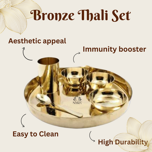 Premium Kansa/Bronze Thali Set of 6pcs – Kitchen Utensil