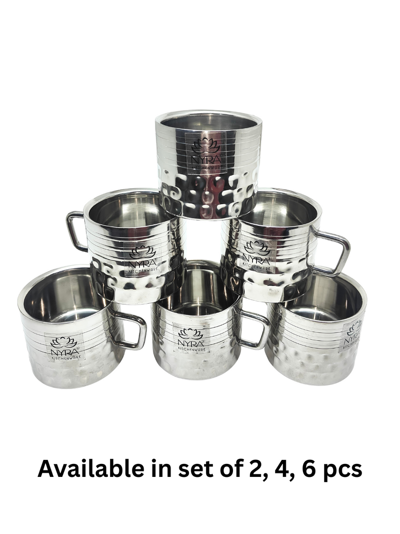 Hammered Stainless Steel Double Wall Cups 100ml – Kitchenware