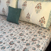 aenak-brown-peach-floral-garden-handblock-premium-cotton-bedsheet-set