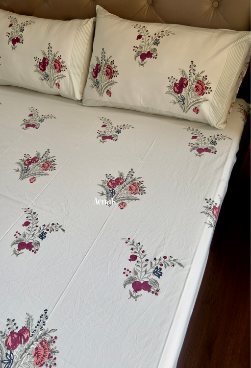 aenak-burgundy-anaar-handblock-bedsheet-dohar-combo-set