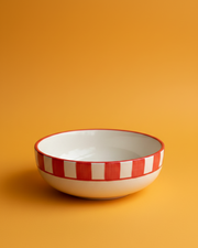 Nurture India Candy Cane Bow Red Ceramic Bowl Large