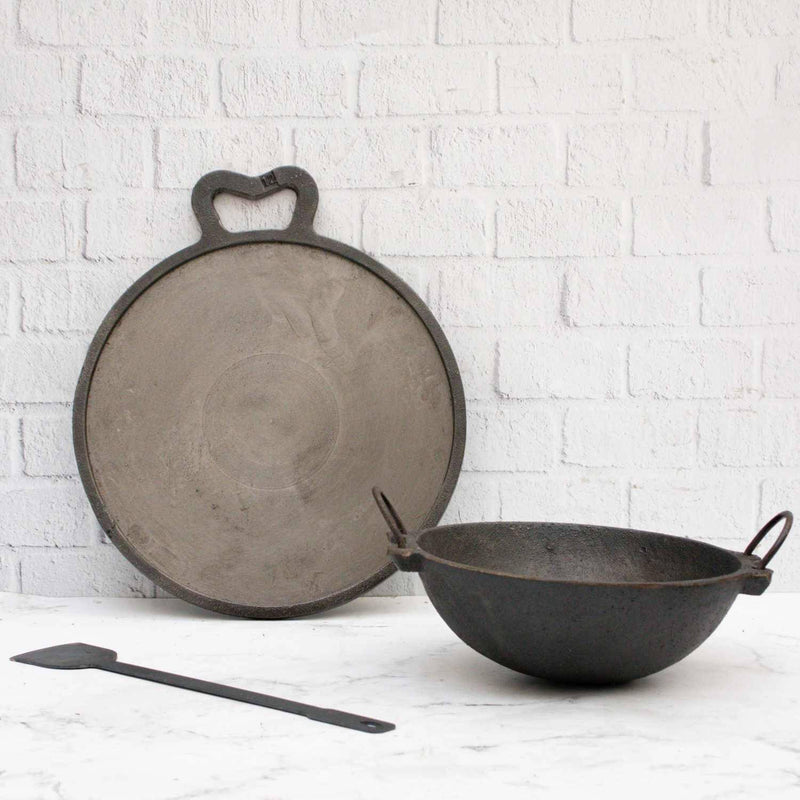 Cast Iron Combo: Kadai,Tawa ,Dosa Ladle – Cast Iron Cookware Set
