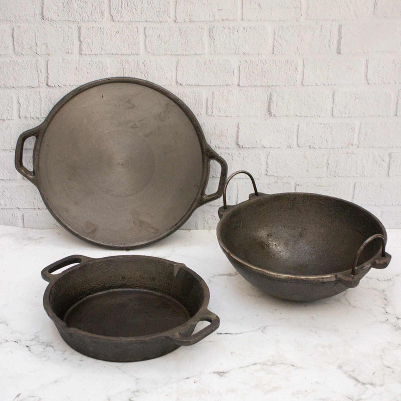 Cast Iron Combo : Kadai, Tawa, Skillet – Cooking Wok
