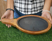 Cast Iron Sizzler Platter with Wood Trivet – Kitchen Utensil