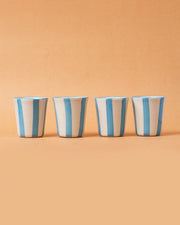 Nurture India Ceramic Aqua Stripe Glass 3-Inch 2-Piece Set