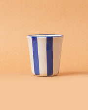 Nurture India Ceramic Blue Stripe Glass 3-Inch 2-Piece Set