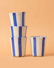 Nurture India Ceramic Blue Stripe Glass 3-Inch 2-Piece Set