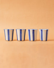 Nurture India Ceramic Blue Stripe Glass 3-Inch 2-Piece Set