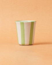 Nurture India Ceramic Green Stripe Glass 3-Inch 2-Piece Set