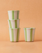 Nurture India Ceramic Green Stripe Glass 3-Inch 2-Piece Set