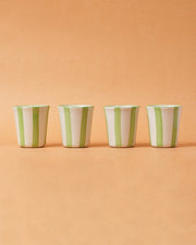 Nurture India Ceramic Green Stripe Glass 3-Inch 2-Piece Set