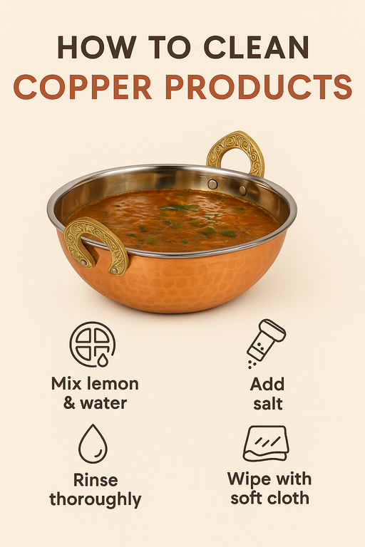 Copper Serving Kadhai/Wok Insulated with Stainless Steel – Cooking Kadai