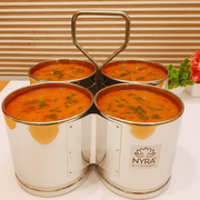 Stainless Steel Chaumukha/Chougadha Vegetable Holder with Handle – Kitchenware