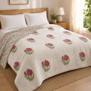 aenak-red-anaar-baag-handblock-bedsheet-quilt-combo-set