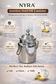 Stainless Steel Mini Oil Canister with Lid & Handle – Oil Storage Canister