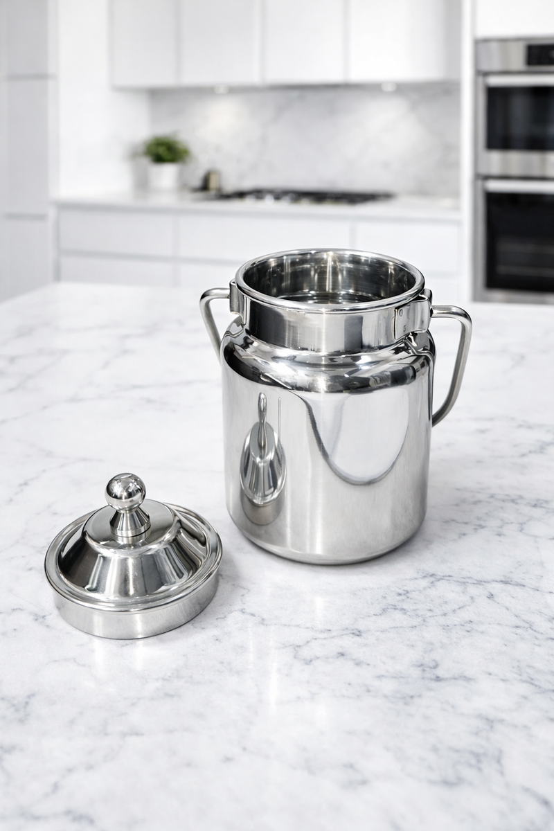Stainless Steel Mini Oil Canister with Lid & Handle – Oil Storage Canister