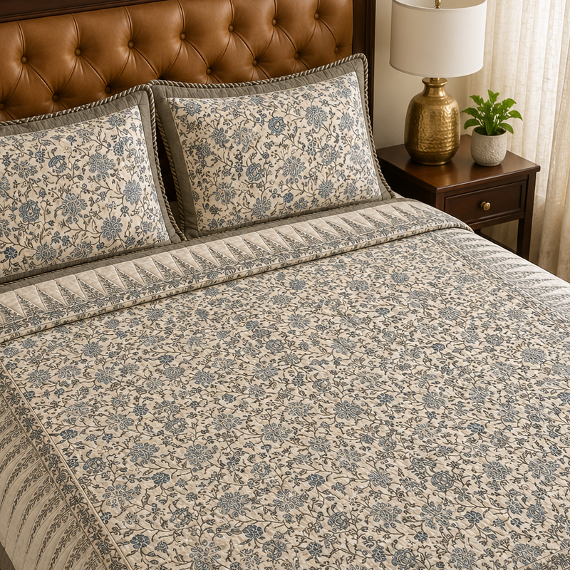 aenak-blue-floral-jaal-handblock-printed-reversible-quilted-cotton-bedcover-set-105x108