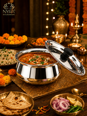 nyra-kitchenware-stainless-steel-serving-handi-with-lid-glossy-mirror-finish-serving-pot-curry-gravy-dal-sabzi-rice-biryani-serving-bowl-easy-grip-knob