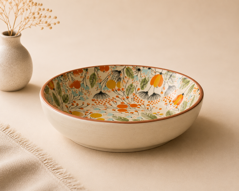ceramic-kitchen-the-orange-floral-meadow-serving-bowl