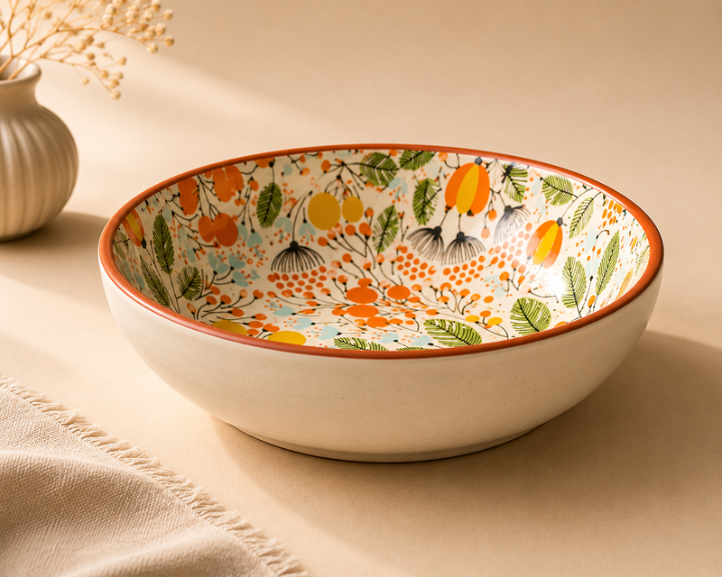 ceramic-kitchen-the-orange-floral-meadow-serving-bowl