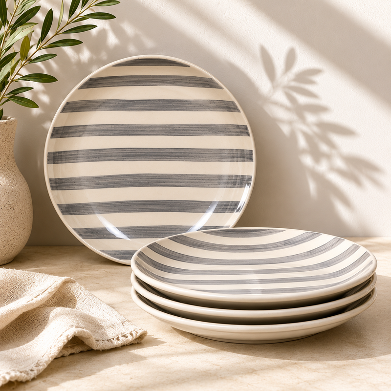 ceramic-kitchen-noir-ivory-stripe-quarter-plates