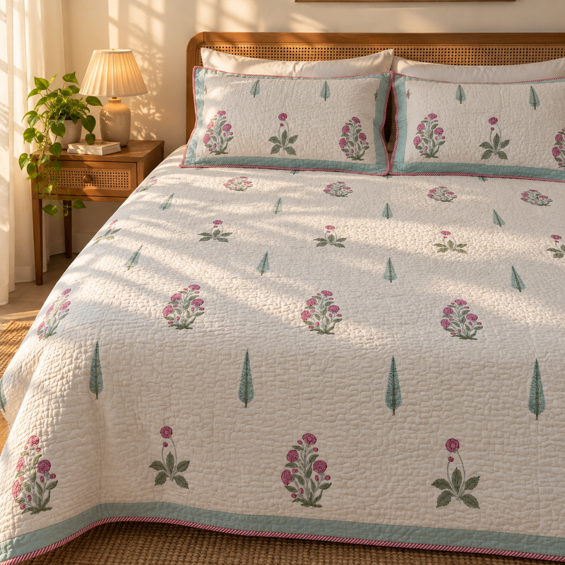 aenak-light-magenta-floral-handblock-reversible-quilted-bedcover-set-105x108