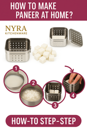  Stainless Steel Square Paneer Maker Set | Mould & Strainer with Top Press Lid