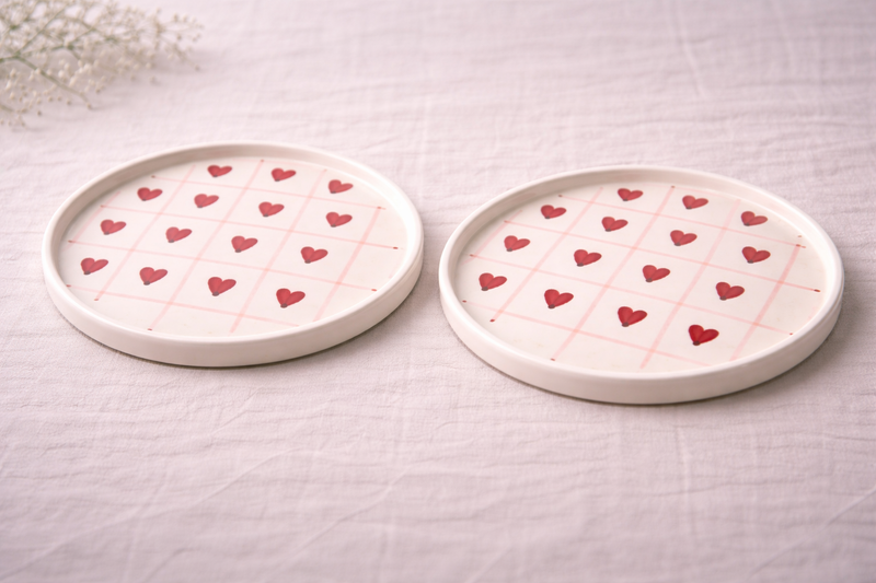 Love Grid Ceramic Dinner Plate