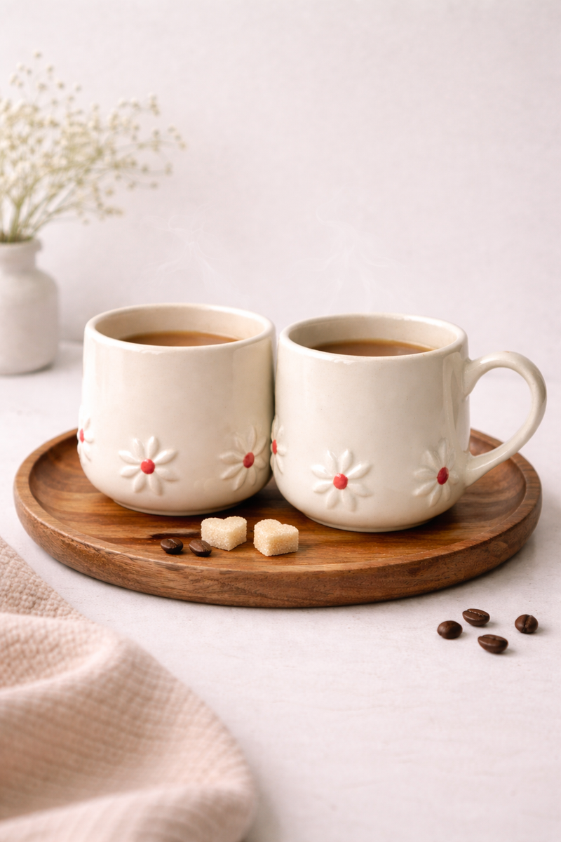 Ivory Daisy Love Ceramic Coffee Mug